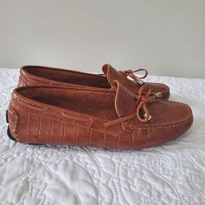 SAKS FIFTH AVENUE WOMEN'S CROC-EMBOSSED LEATHER DRIVING LOAFERS IN BROWN